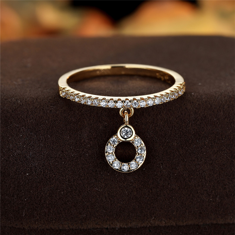 Shining Classic Ring 18k Plated zirconia Copper Engagement Wedding